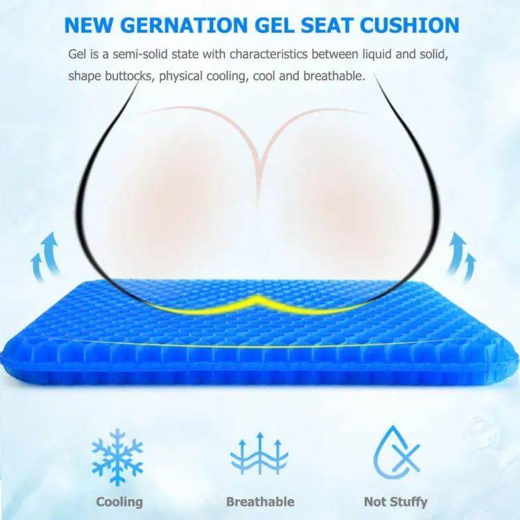 Egg Sitter Gel Seat Cushion – Double Thick Orthopedic Chair Pad for Pressure Relief