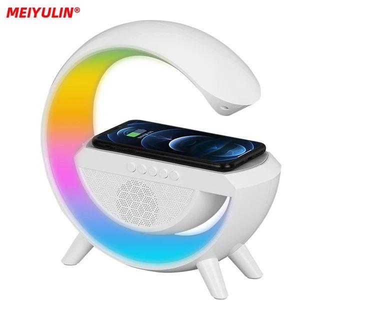 G Lamp Smart Bluetooth Speaker with Wireless Fast Charging & RGB LED Desk Light