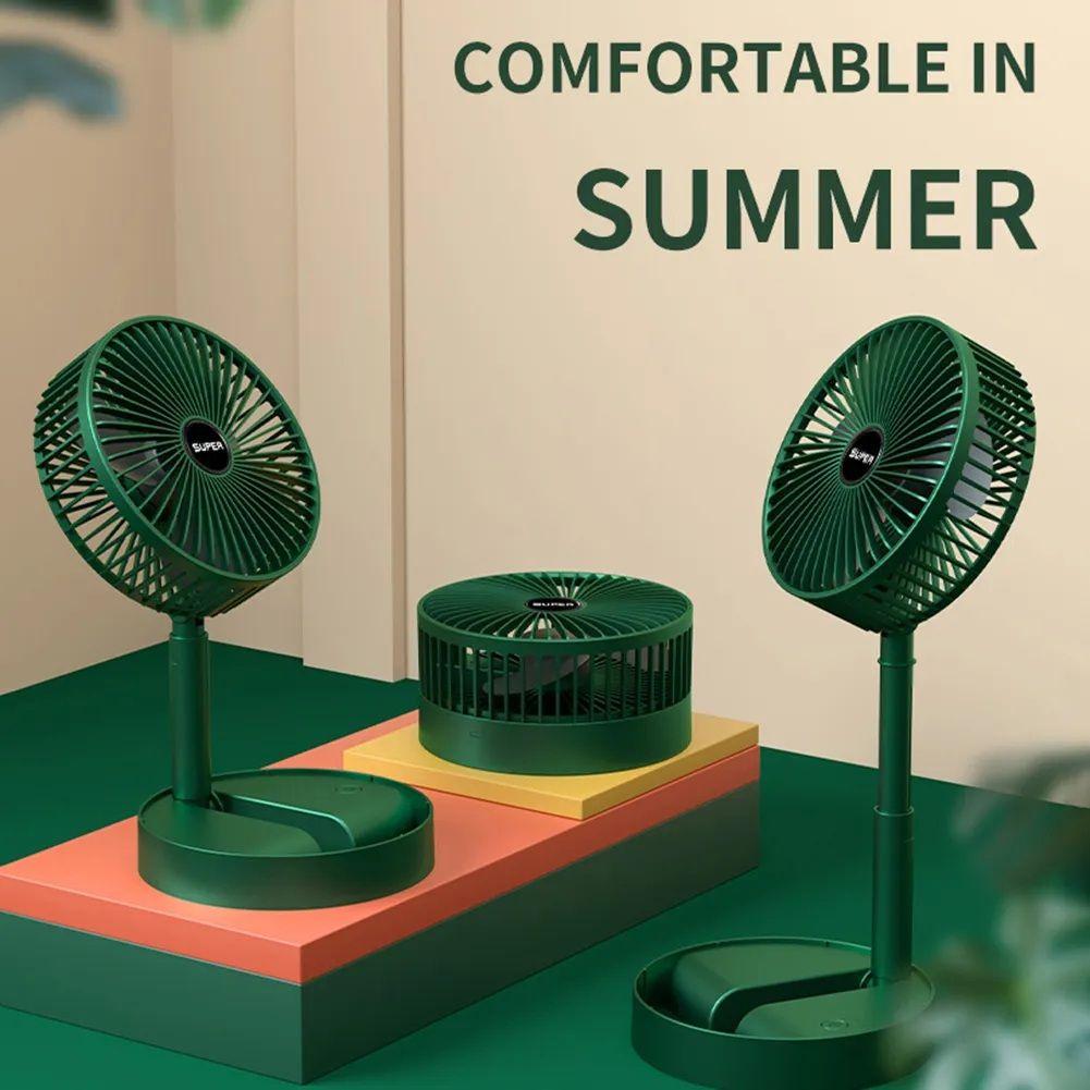 Rechargeable Folding Telescopic Fan 3 Speed USB Portable Floor & Desktop Fan