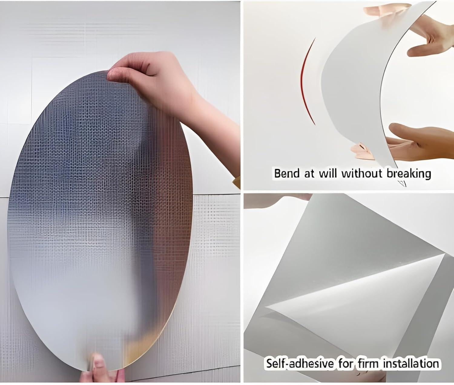 Oval Mirror Wall Sticker – Stylish 11 Inch DIY Home Decor
