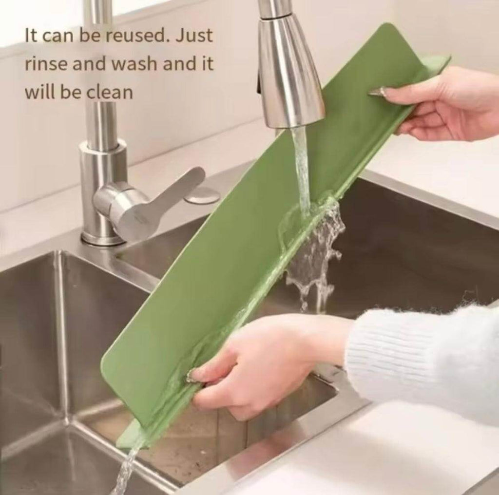 Silicone Kitchen Sink Splash Guard – Anti Water Splash Baffle for Sink Protection