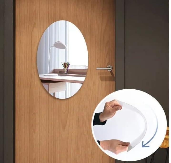 Oval Mirror Wall Sticker – Stylish 11 Inch DIY Home Decor