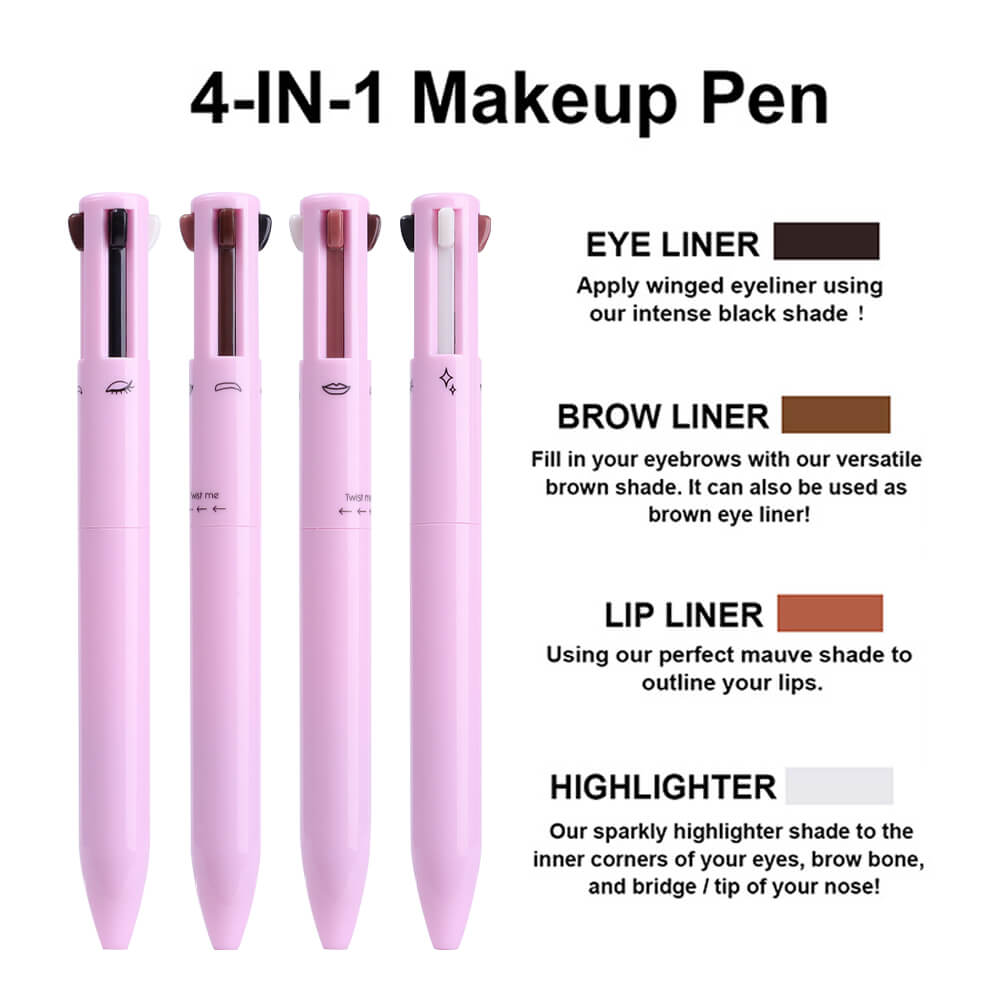 4 in 1 Waterproof Makeup Pen for Eyebrow, Lip & Highlighter