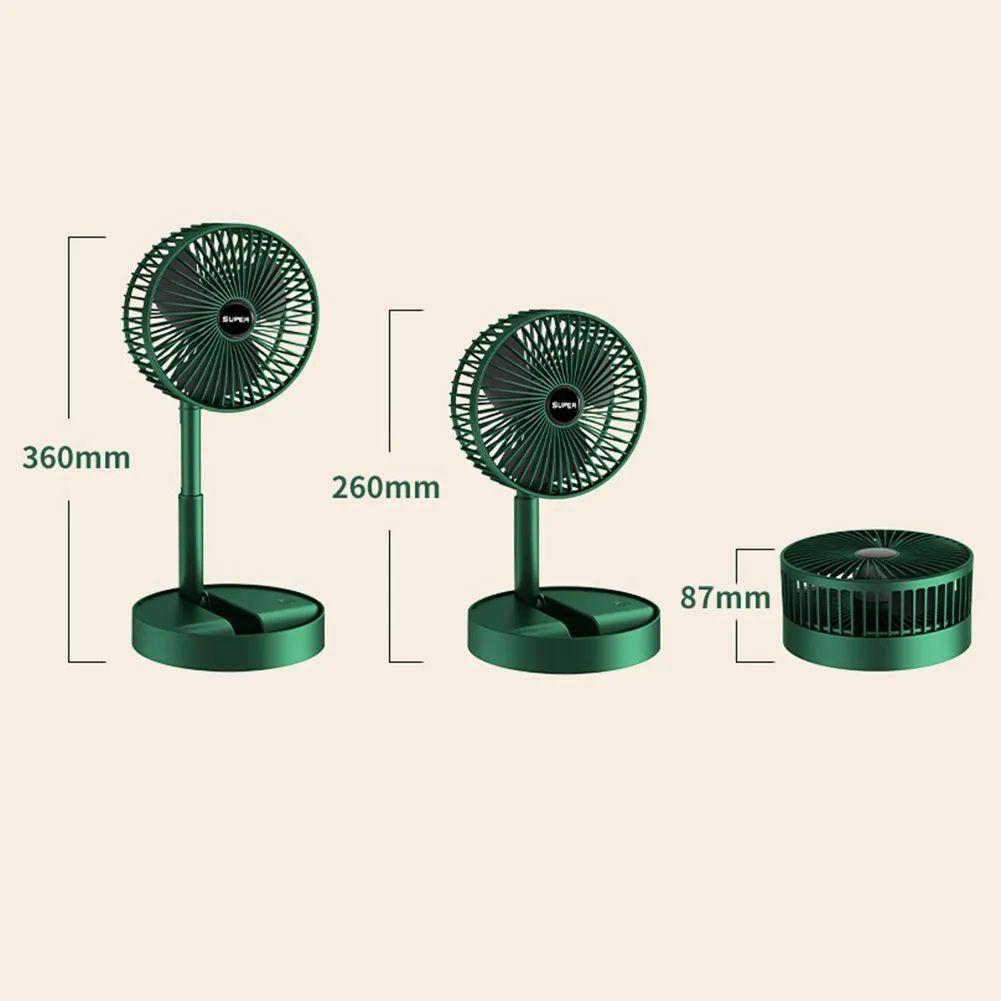Rechargeable Folding Telescopic Fan 3 Speed USB Portable Floor & Desktop Fan