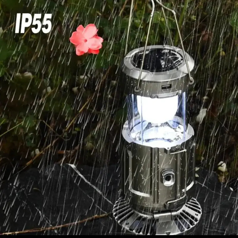 3-in-1 Portable Solar LED Camping Lantern with Fan | Outdoor Rechargeable Emergency Light