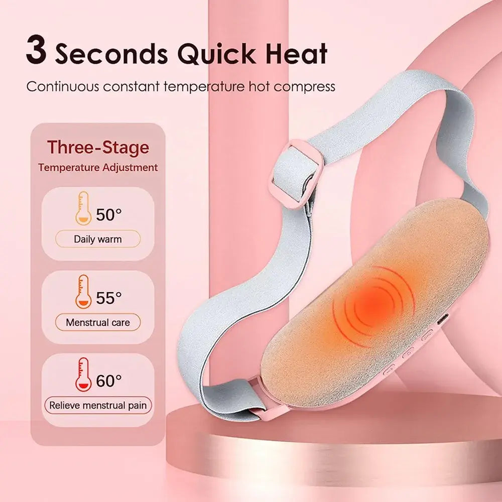 3 in 1 Electric Period Cramp Relief Belt with Heat & Vibration – Instant Pain Relief Massager