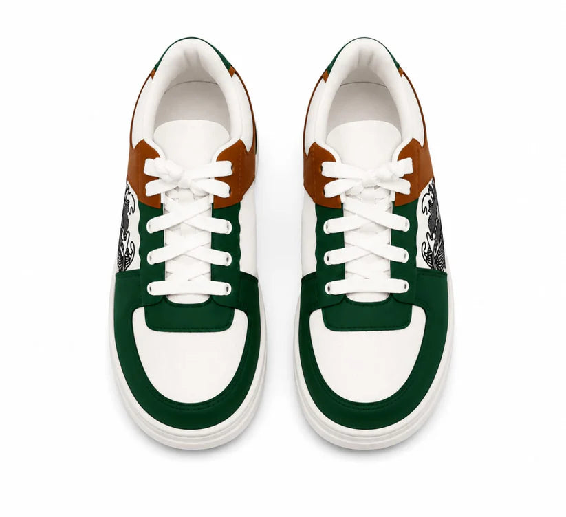 Urban Wave Premium Casual Sneakers – Green/Brown | Men's Shoes