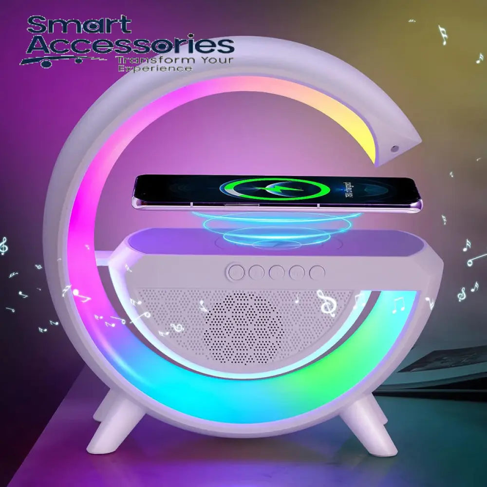 G Lamp Smart Bluetooth Speaker with Wireless Fast Charging & RGB LED Desk Light