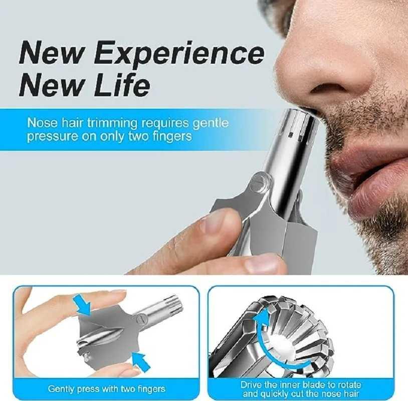 Manual Nose Hair Trimmer – Mini Portable Stainless Steel Nose Hair Cutter for Men